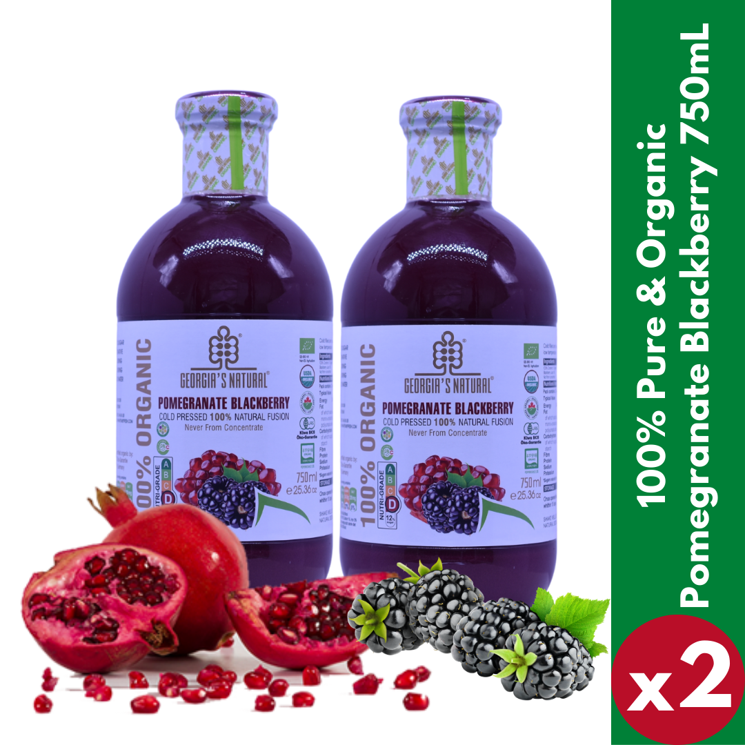 【Georgia's Natural】Pomegranate Blackberry 750mLX2 (2 Bottles) | 100% Pure Organic | Best of Both Worlds