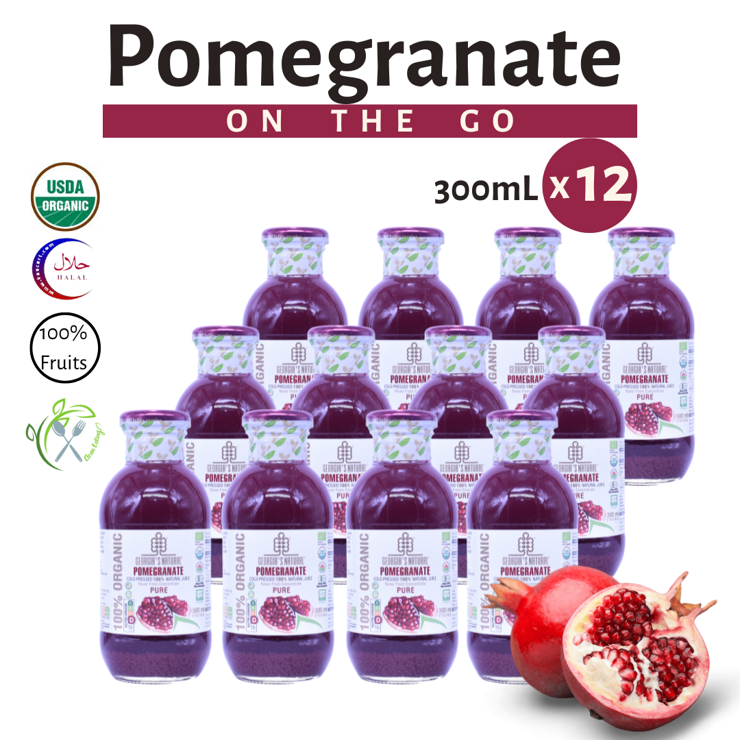 [Georgia's Natural] Pomegranate Juice 300mLX12 Bottles | 100% PURE ORGANIC | NEVER FROM CONCENTRATE