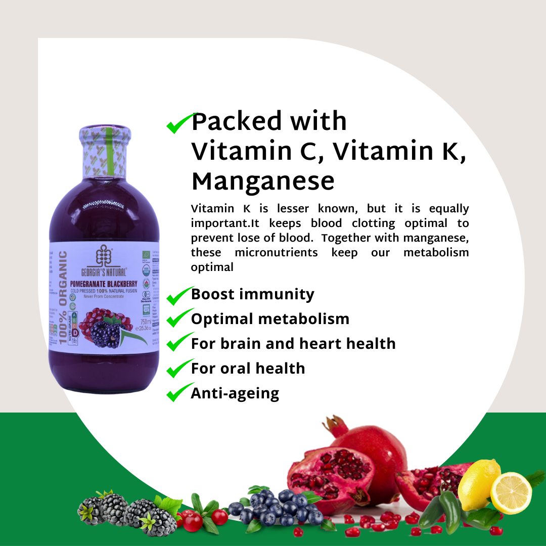 [Georgia's Natural] Pomegranate Blackberry 750mLX 6 Bottles | 100% Pure Organic | PREMIUM