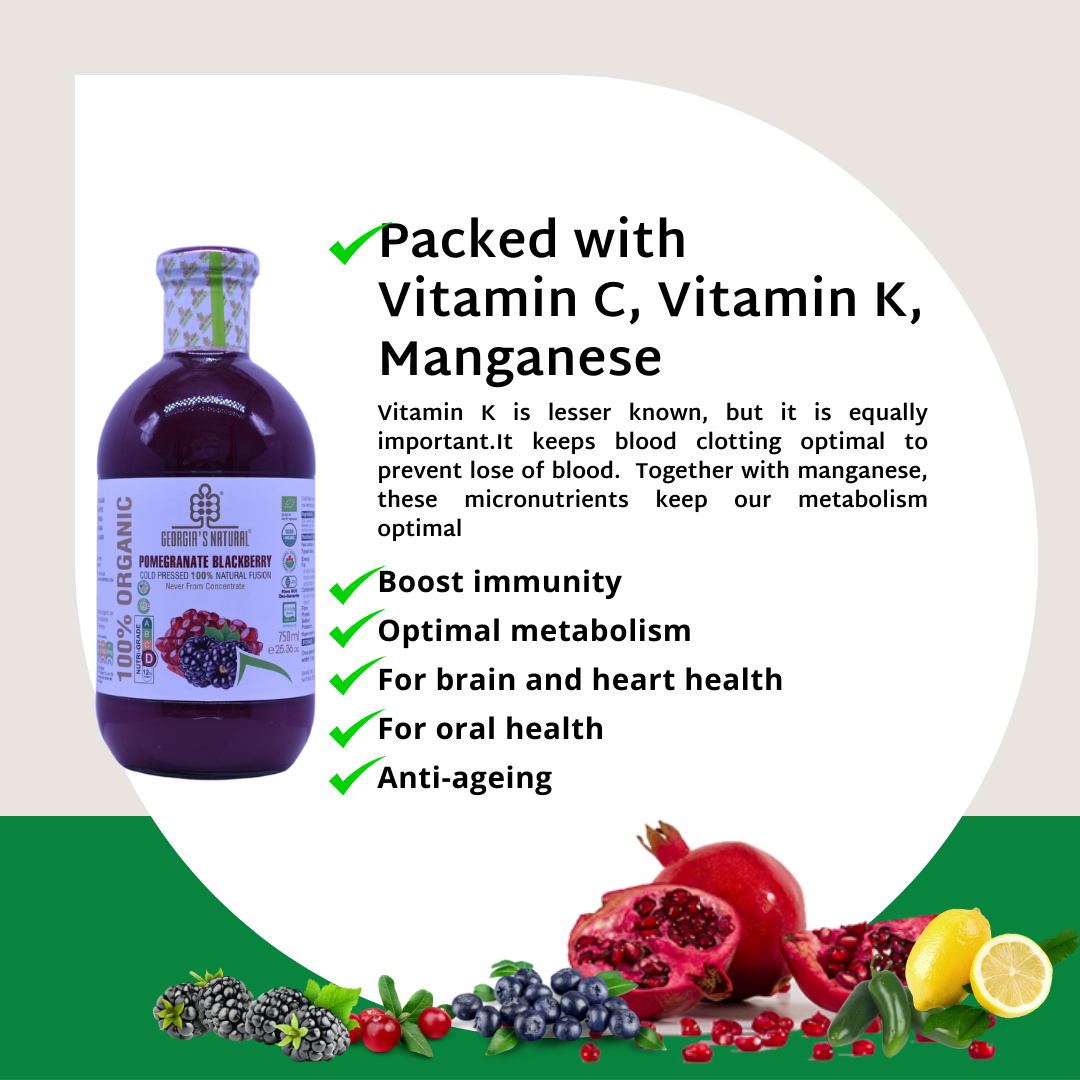 [Georgia's Natural] Pomegranate Blackberry 750mLX2 (2 Bottles) | 100% Pure Organic | PREMIUM
