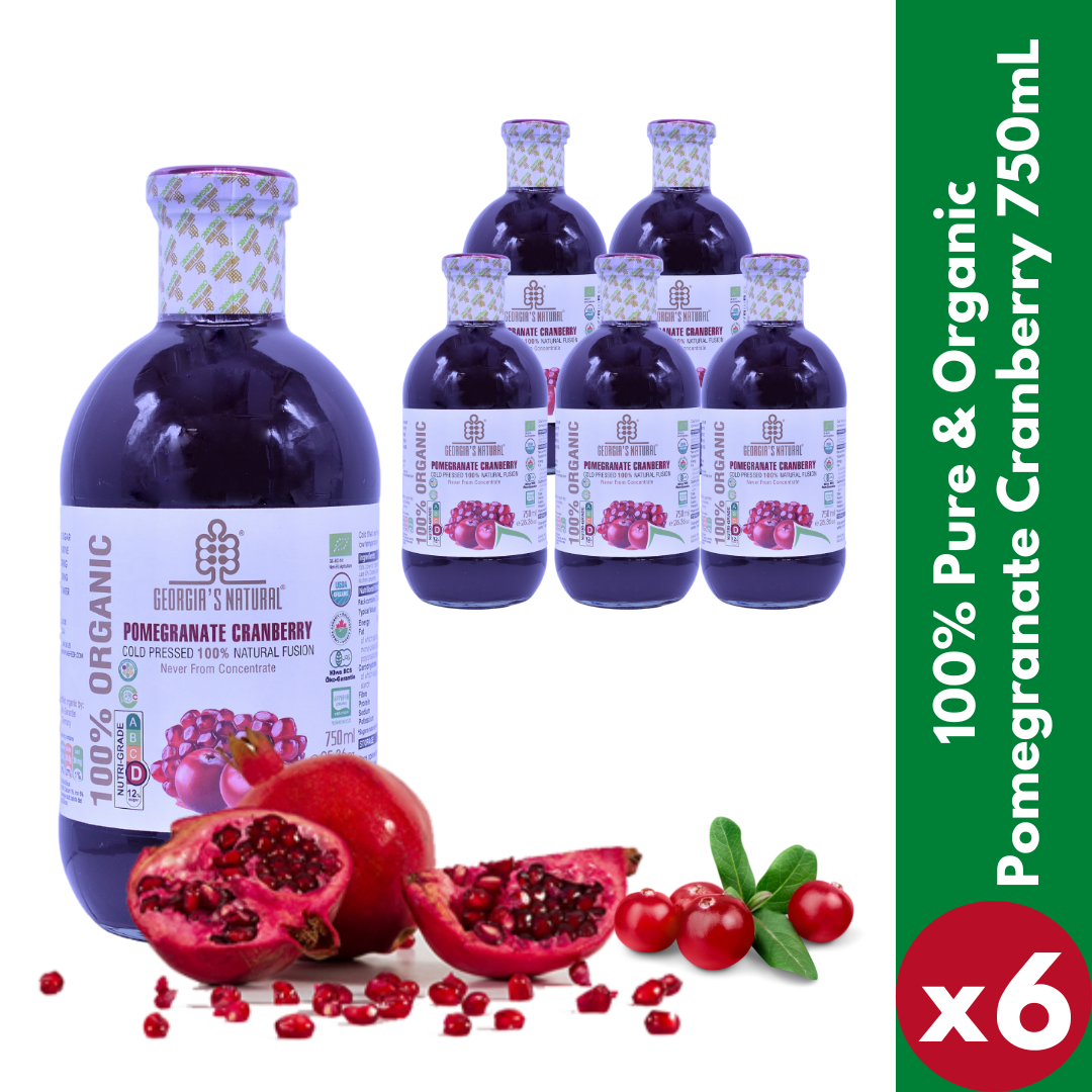 [Georgia's Natural] Pomegranate Cranberry Juice 750mLX6 Bottles | 100% Pure Organic | PREMIUM