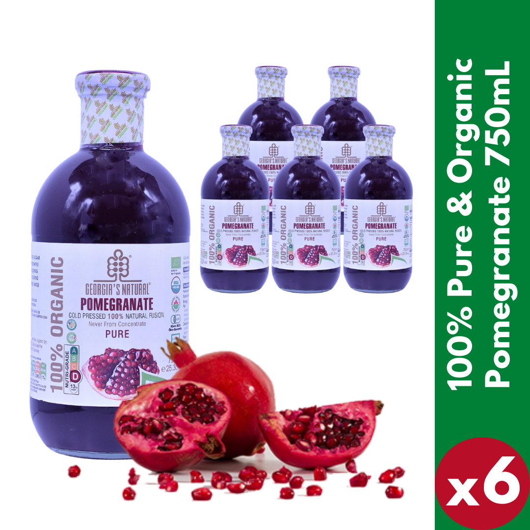 [Georgia's Natural] Pomegranate Juice 750mLX6 Bottles | 100% Pure Organic | PREMIUM