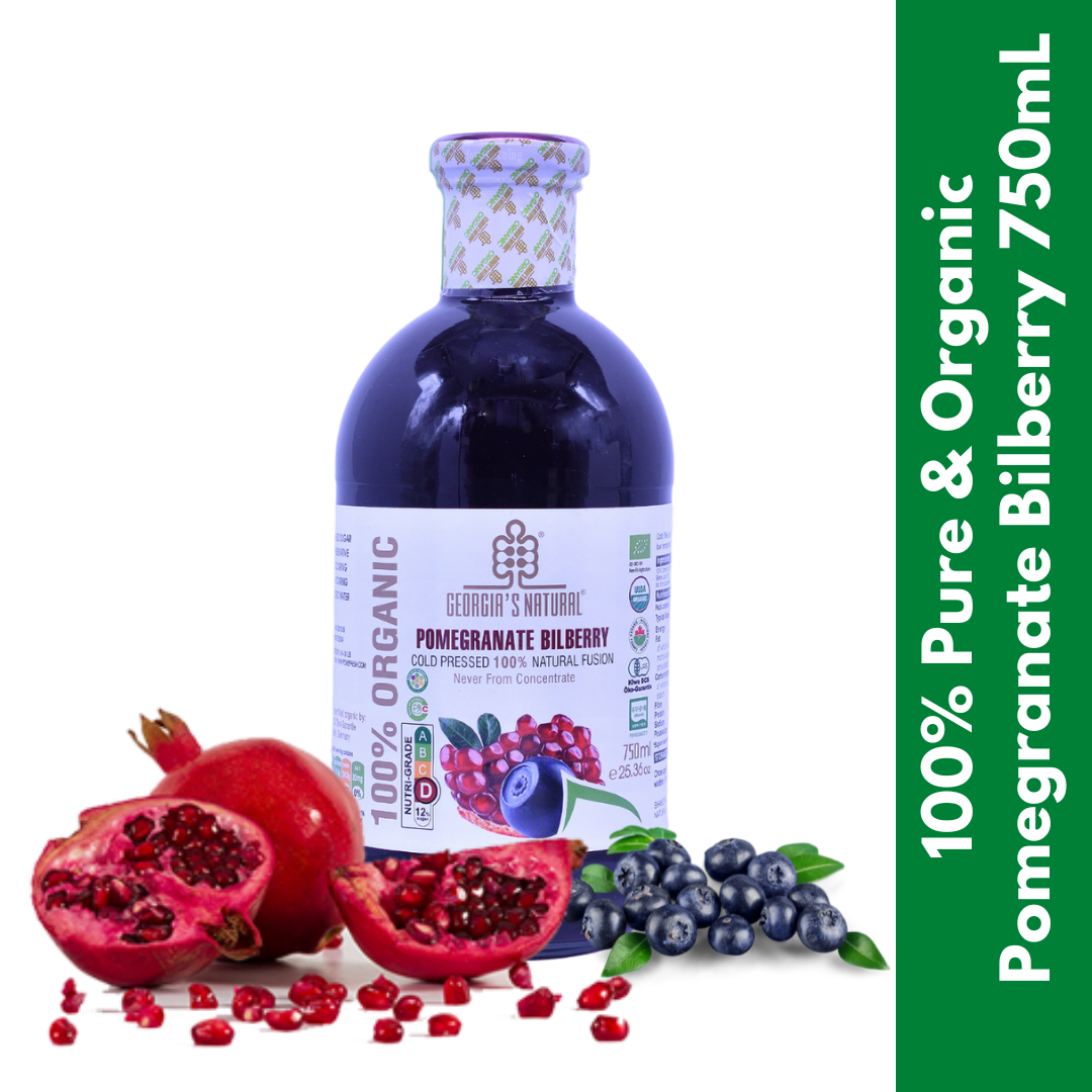 【Georgia's Natural】Pomegranate Bilberry 750mL | 100% Pure Organic | Best of Both Worlds
