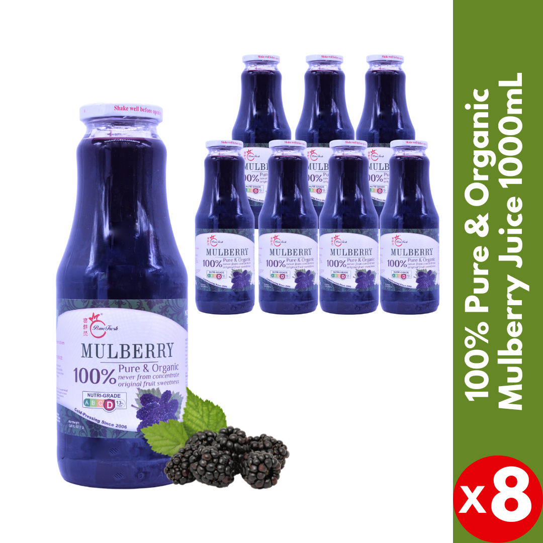 【PomeFresh】100% Pure Organic Mulberry Juice 1 Carton (1L X 8)