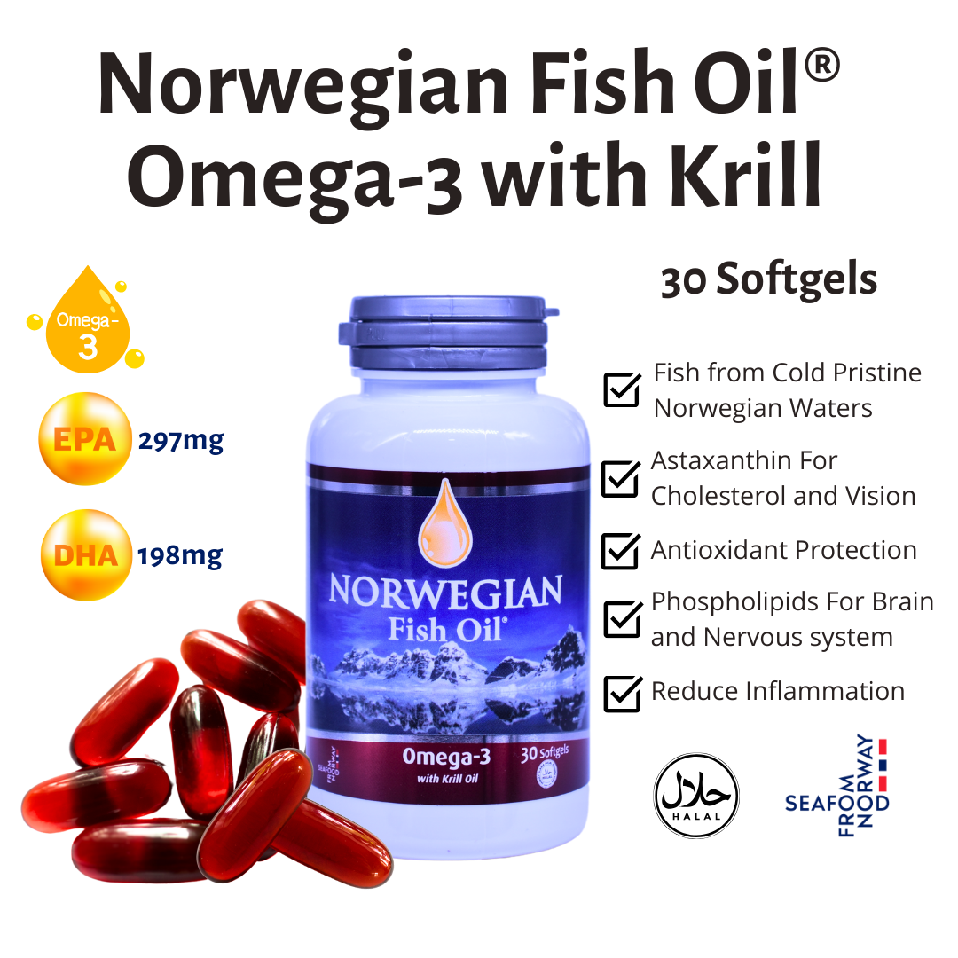 Norwegian Fish Oil Omega-3 with Krill Oil (30 Softgels)