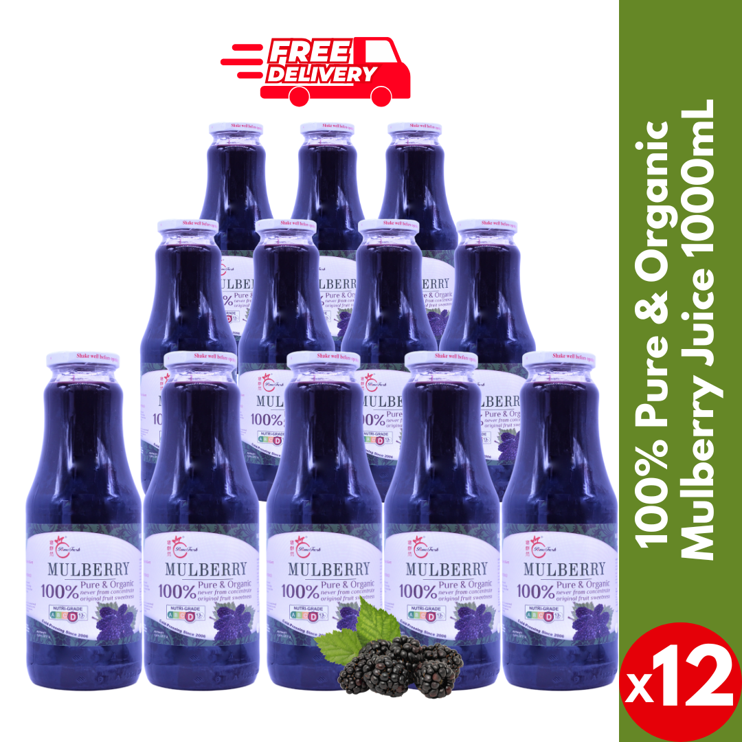 [PomeFresh] 100% Pure Organic Mulberry Juice 12 Bottles (1000mL X 12)