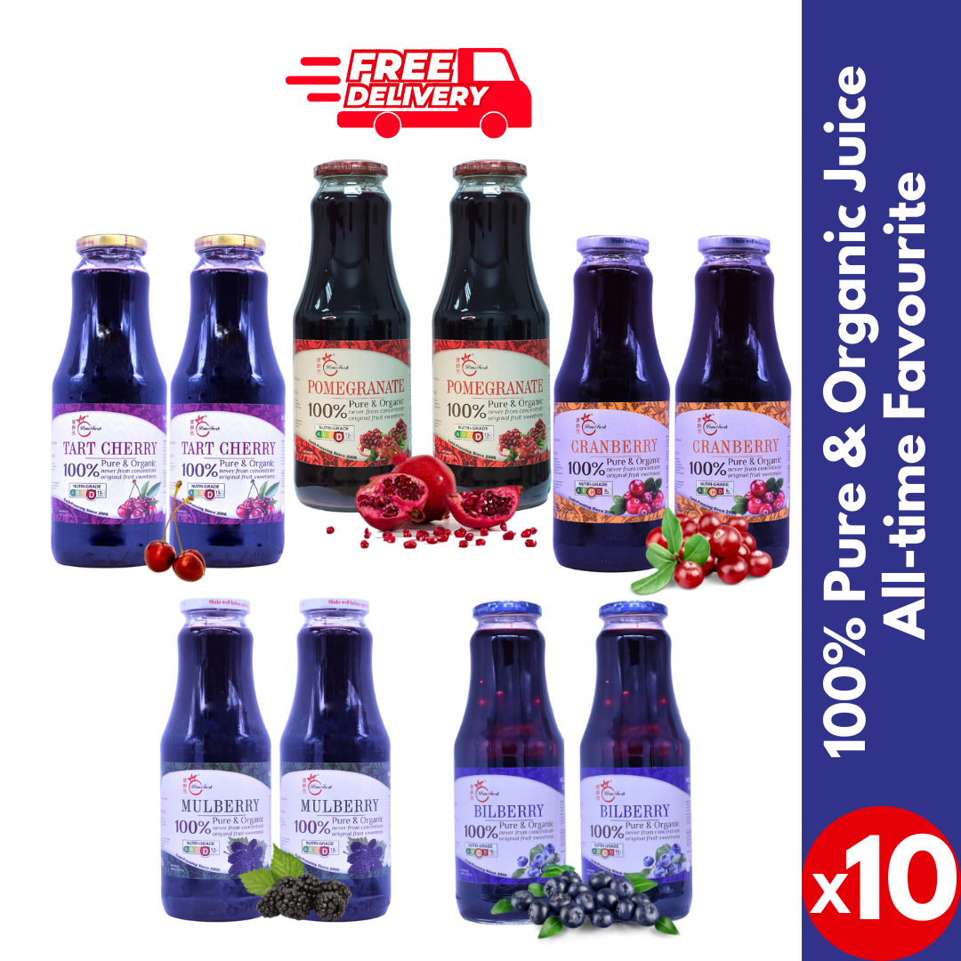 [PomeFresh] 100% Pure Organic Juice All-time Favourite Mixed 10 Bottles (1000mLX10)