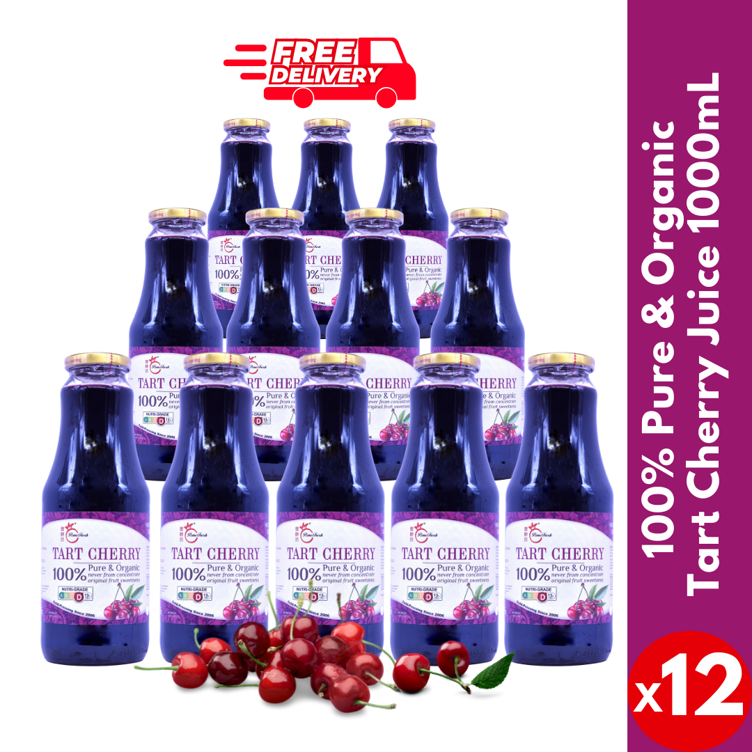 [PomeFresh] 100% Pure Organic Tart Cherry Juice 12 Bottles (1000mL X12)