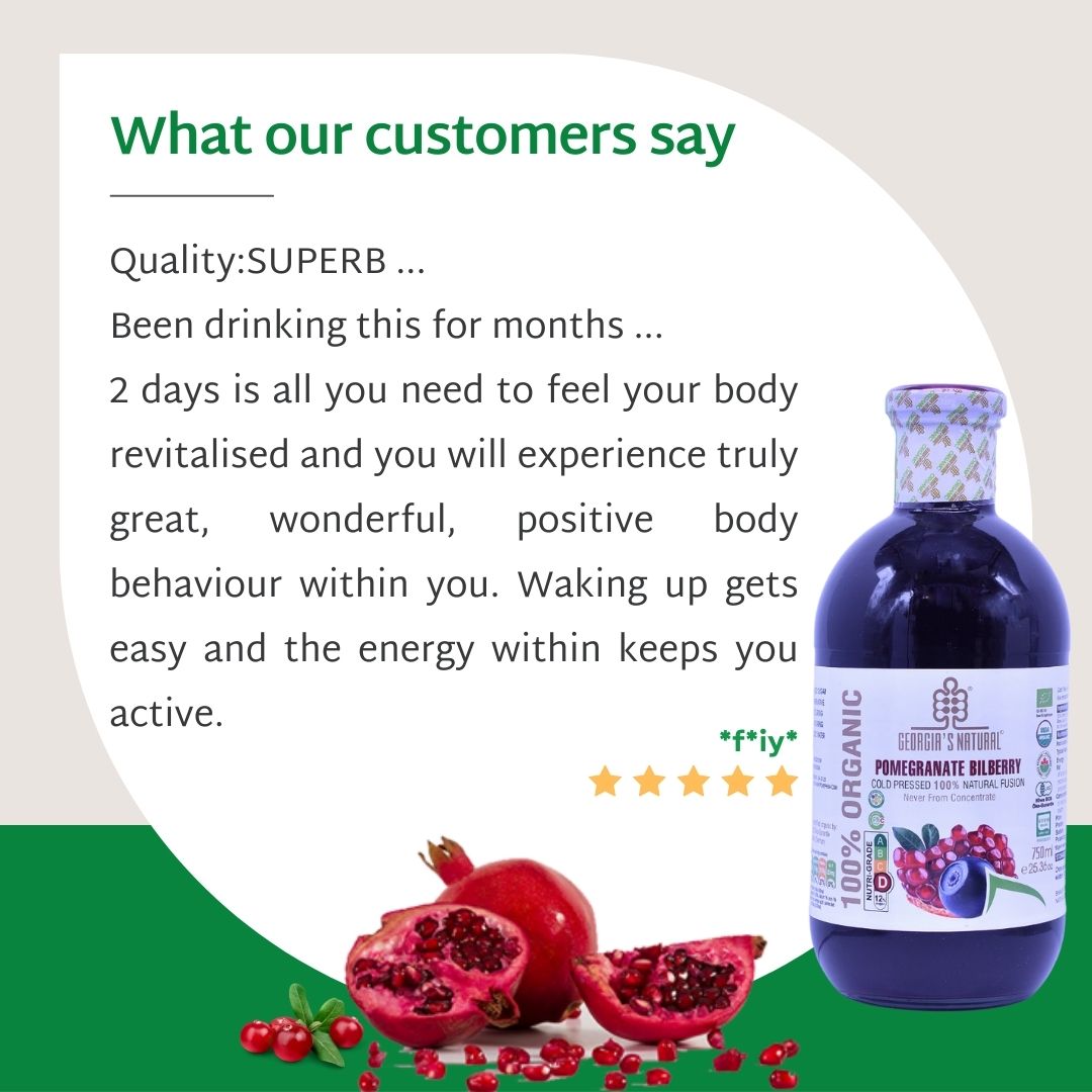 [Georgia's Natural] Pomegranate Bilberry Juice 750mLX6 Bottles | 100% Pure Organic | PREMIUM