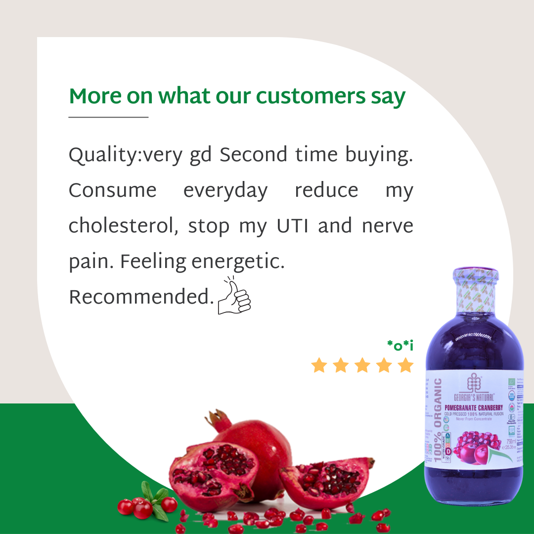 【Georgia's Natural】Pomegranate Cranberry Juice 750mL | 100% Pure Organic | Best of Both Worlds
