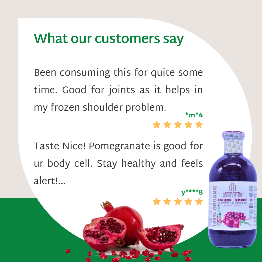 【Georgia's Natural】Pomegranate Cranberry Juice 750mL | 100% Pure Organic | Best of Both Worlds