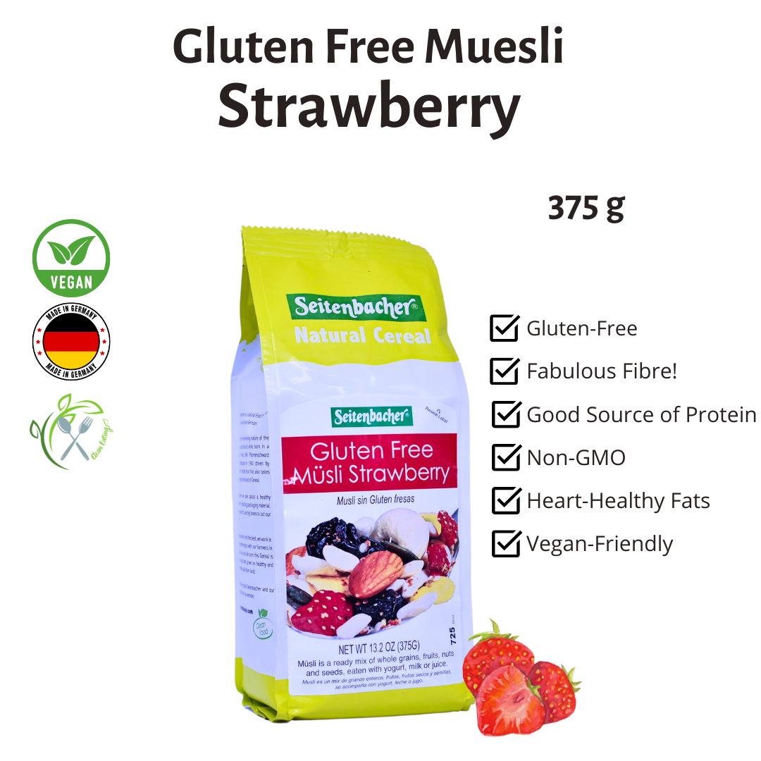 Seitenbacher Gluten Free Muesli – 375g x 2 bags | Strawberry, Cranberry | Best from Germany