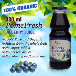 PomeFresh 100% Organic Bilberry Juice 330ml - PomeFresh Organic Pte Ltd