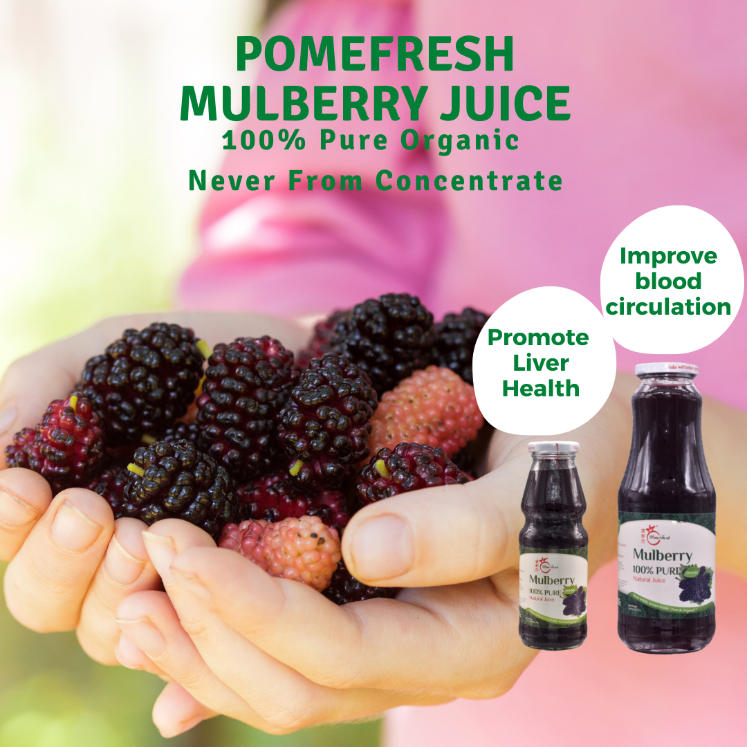 PomeFresh 100% Pure Organic Mulberry Juice 1 Carton (330ml X 20)