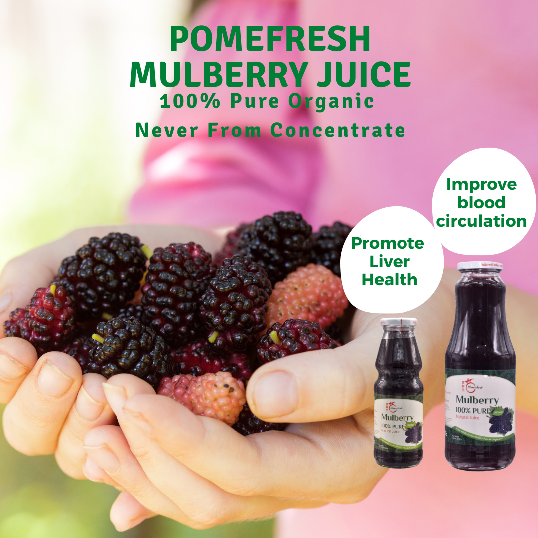 【PomeFresh】100% Pure Organic Mulberry Juice 1 Carton (1L X 8)