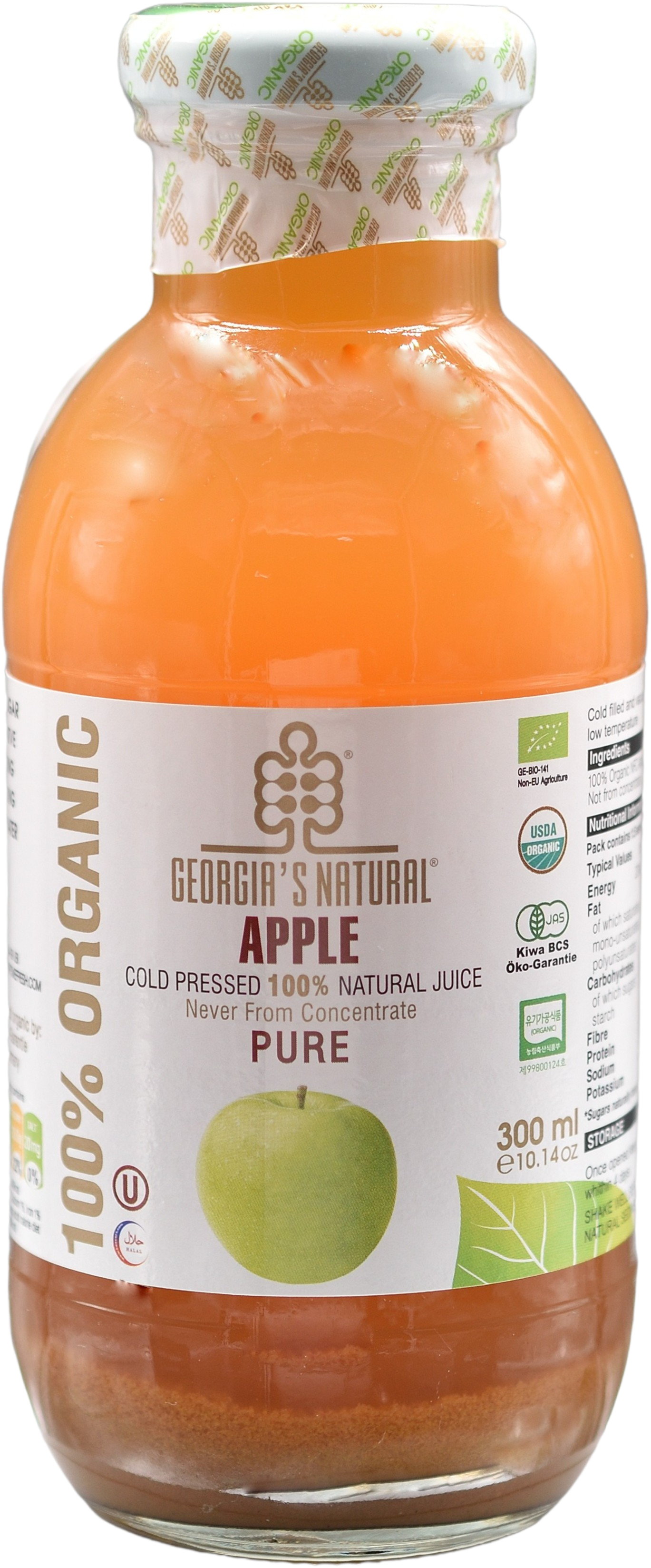 【Georgia's Natural】Apple Juice 300mLX12 Bottles | 100% Pure Organic | Immunity Booster