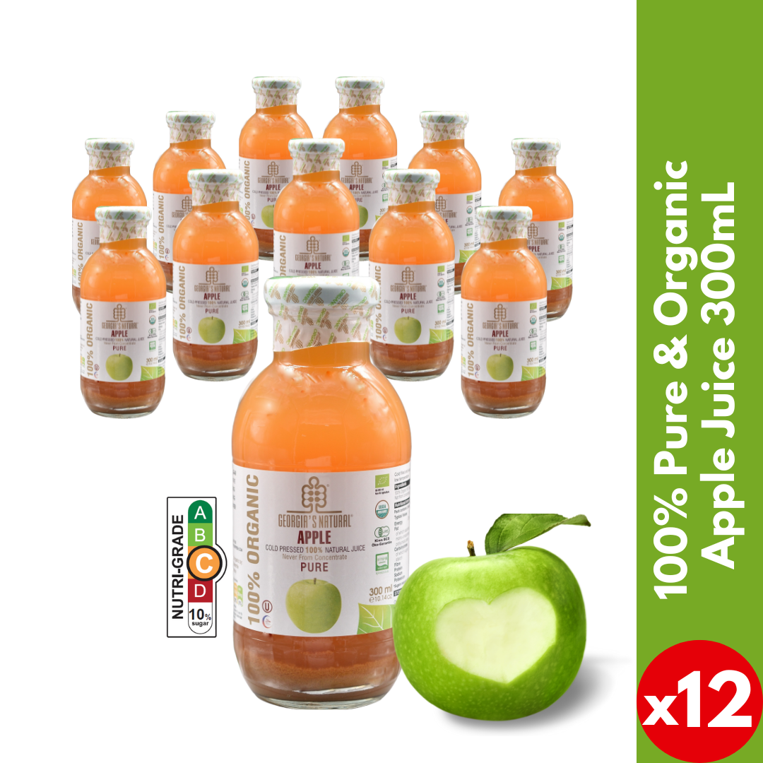 【Georgia's Natural】Apple Juice 300mLX12 Bottles | 100% Pure Organic | Immunity Booster