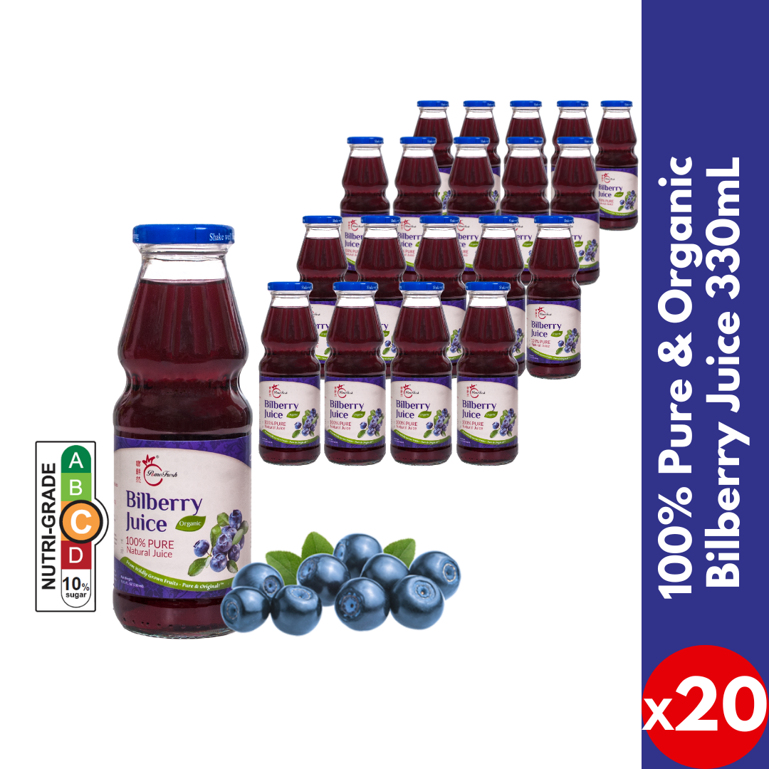 【PomeFresh】100% Pure Organic Bilberry Juice 330mlX20