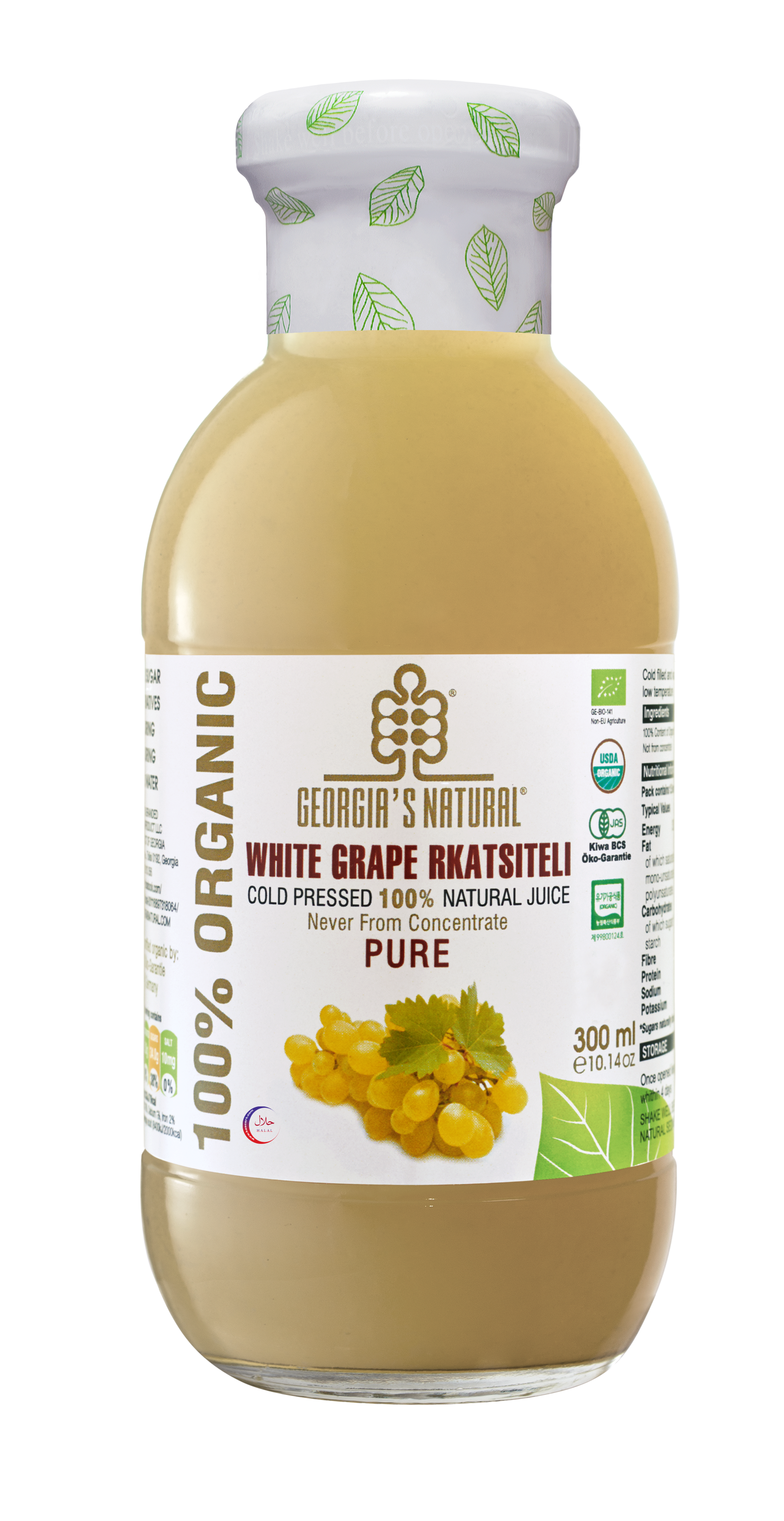 【Georgia's Natural 】White Grape RKATSITELI Juice 300mLX6 (6 Bottles) | 100% Pure Organic | Ultimate White Detox