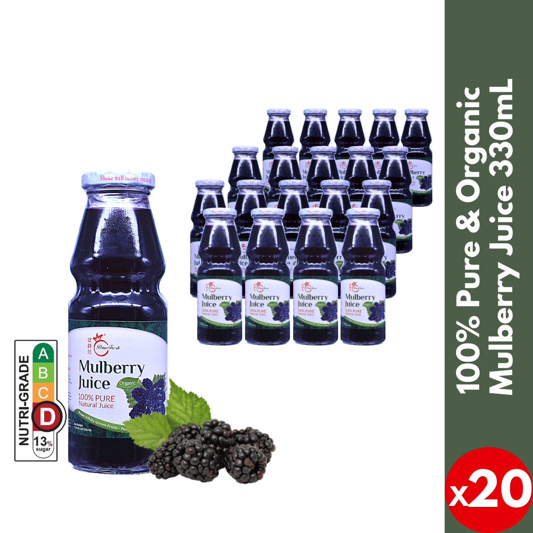 PomeFresh 100% Pure Organic Mulberry Juice 1 Carton (330ml X 20)