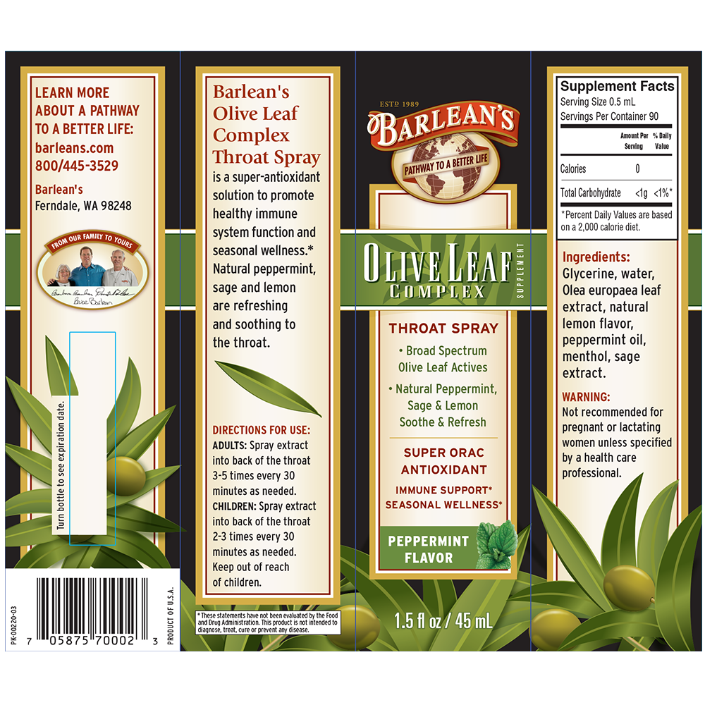 OLIVE LEAF COMPLEX THROAT SPRAY - PEPPERMINT