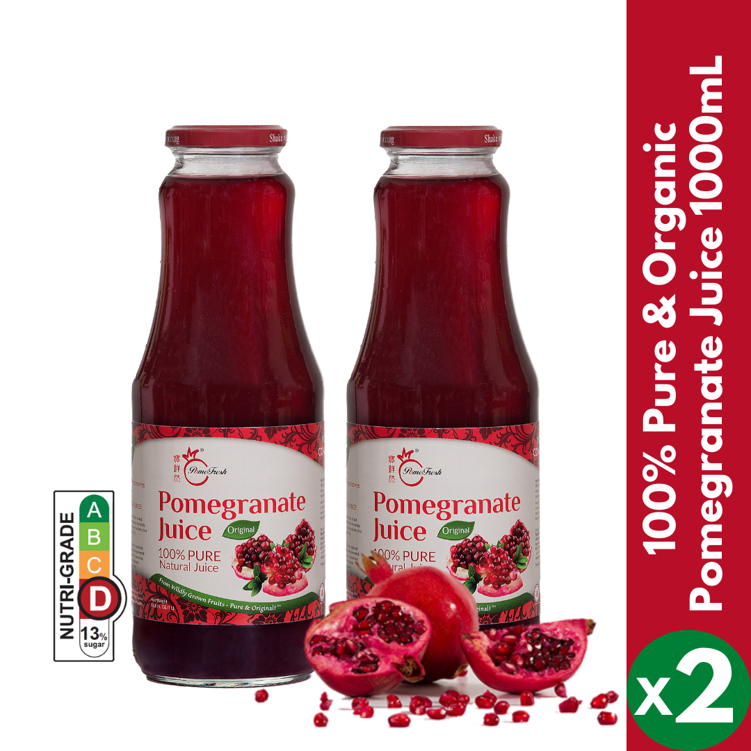 【PomeFresh】100% Pure Organic Pomegranate Juice 1000mLX2 (2 Bottles)