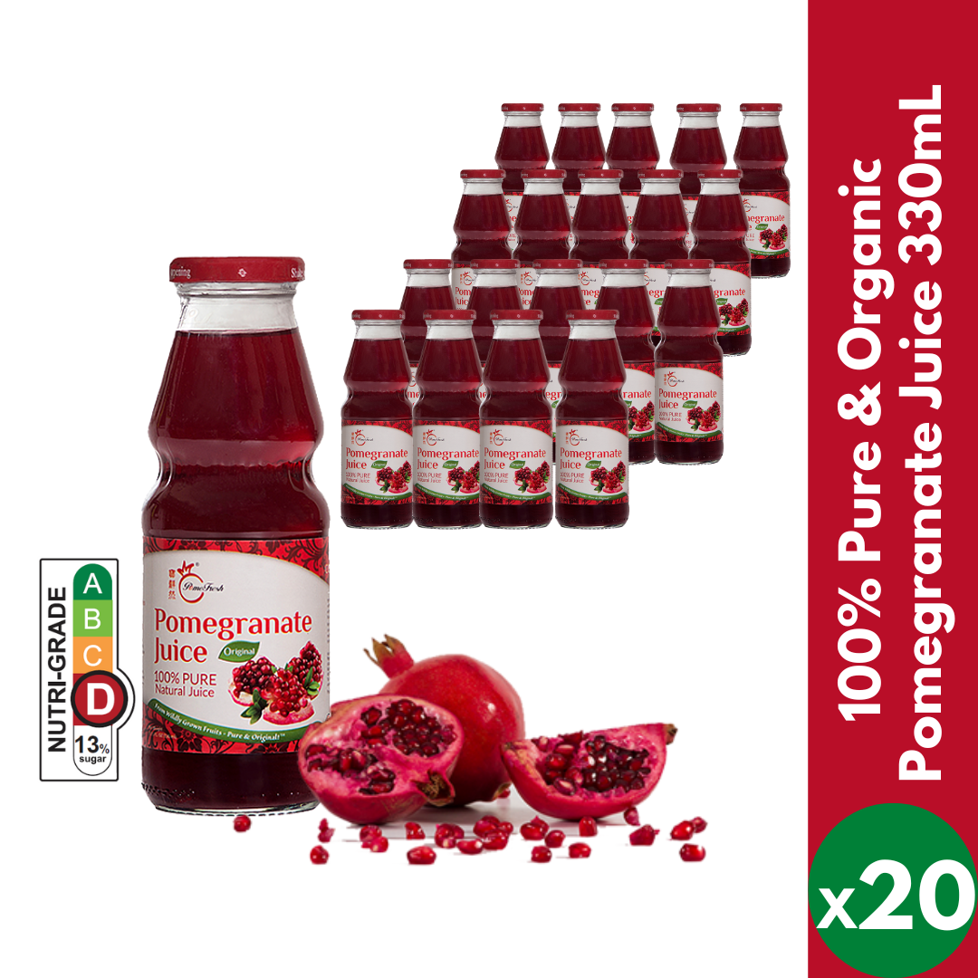 【PomeFresh 】100% Pure Organic Pomegranate Juice 1 Carton (330ml X 20)