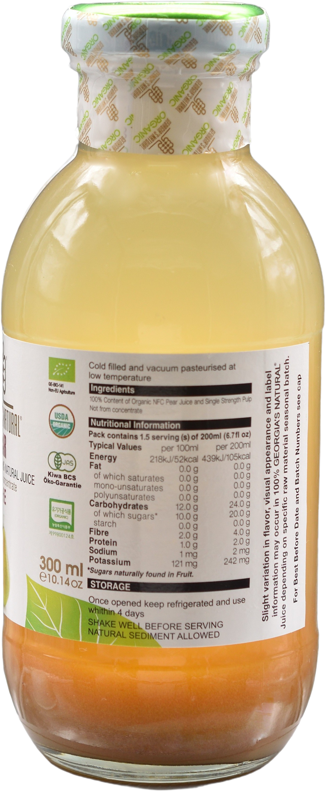 【Georgia's Natural】Pear Juice 300mL X 6 bottles | 100% Pure Organic | Immunity Booster