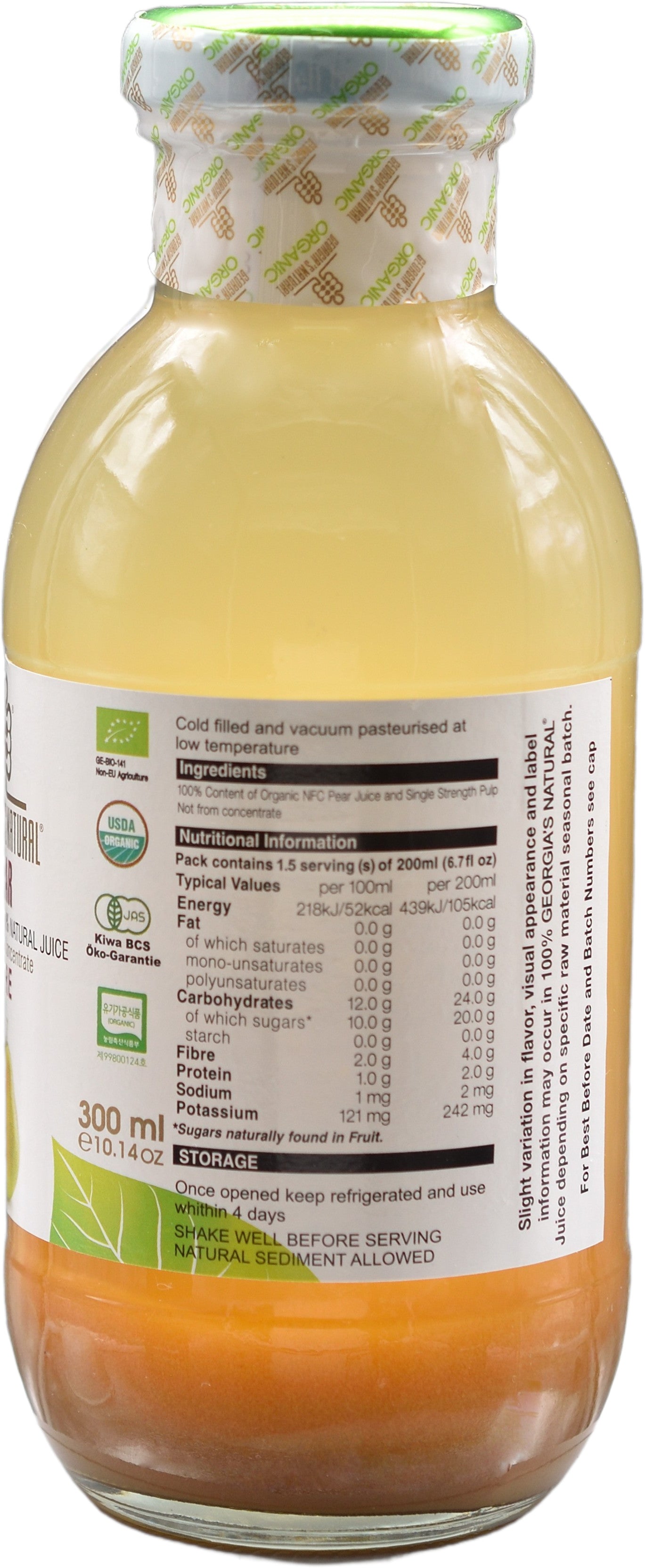 【Georgia's Natural】Pear Juice 300mLX12 Bottles | 100% Pure Organic | Immunity Booster