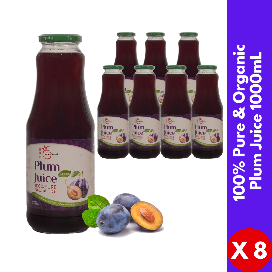 PomeFresh 100% Organic Plum Juice 1 Carton (1L X 8) - PomeFresh Organic Pte Ltd