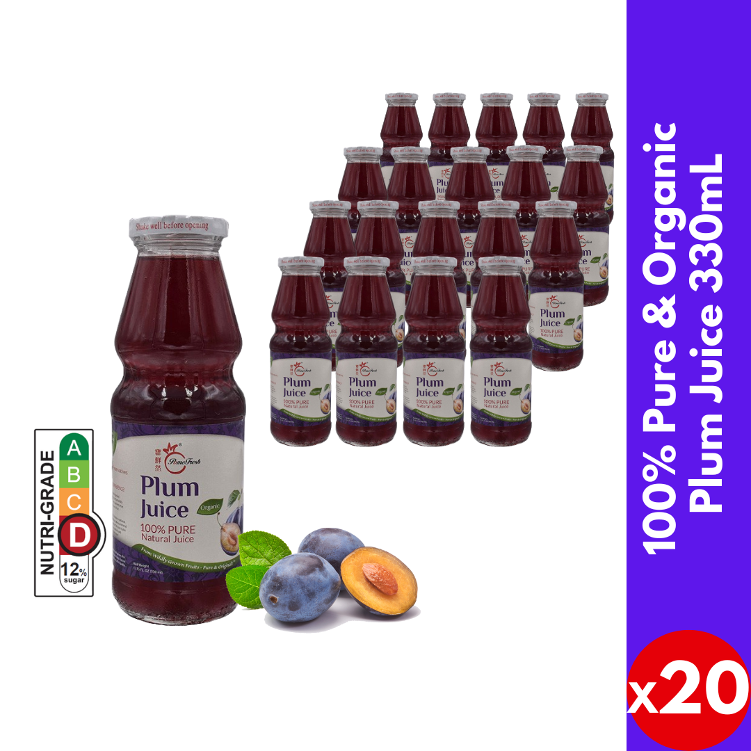 PomeFresh 100% Organic Plum Juice 1 Carton (330ml X 20)