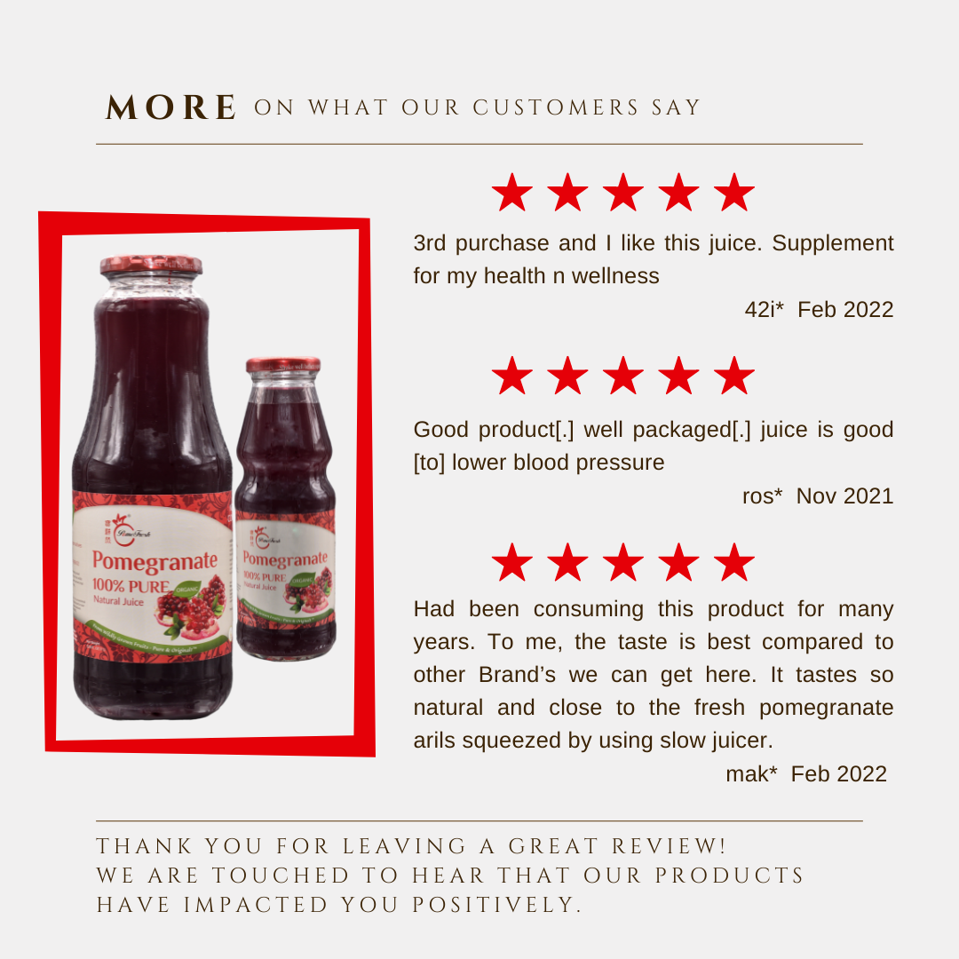 【PomeFresh】100% Pure Organic Pomegranate Juice 1 Carton (1000mL X 8)