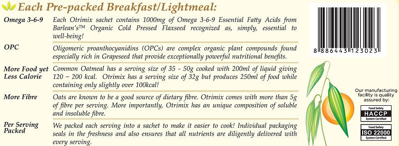 Otrimix Instant Oats Porridge 12 Meals (1 Box) - PomeFresh Organic Pte Ltd