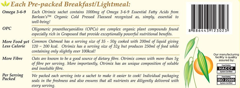 Otrimix Instant Oats Porridge 12 Boxes (1 Carton) - PomeFresh Organic Pte Ltd
