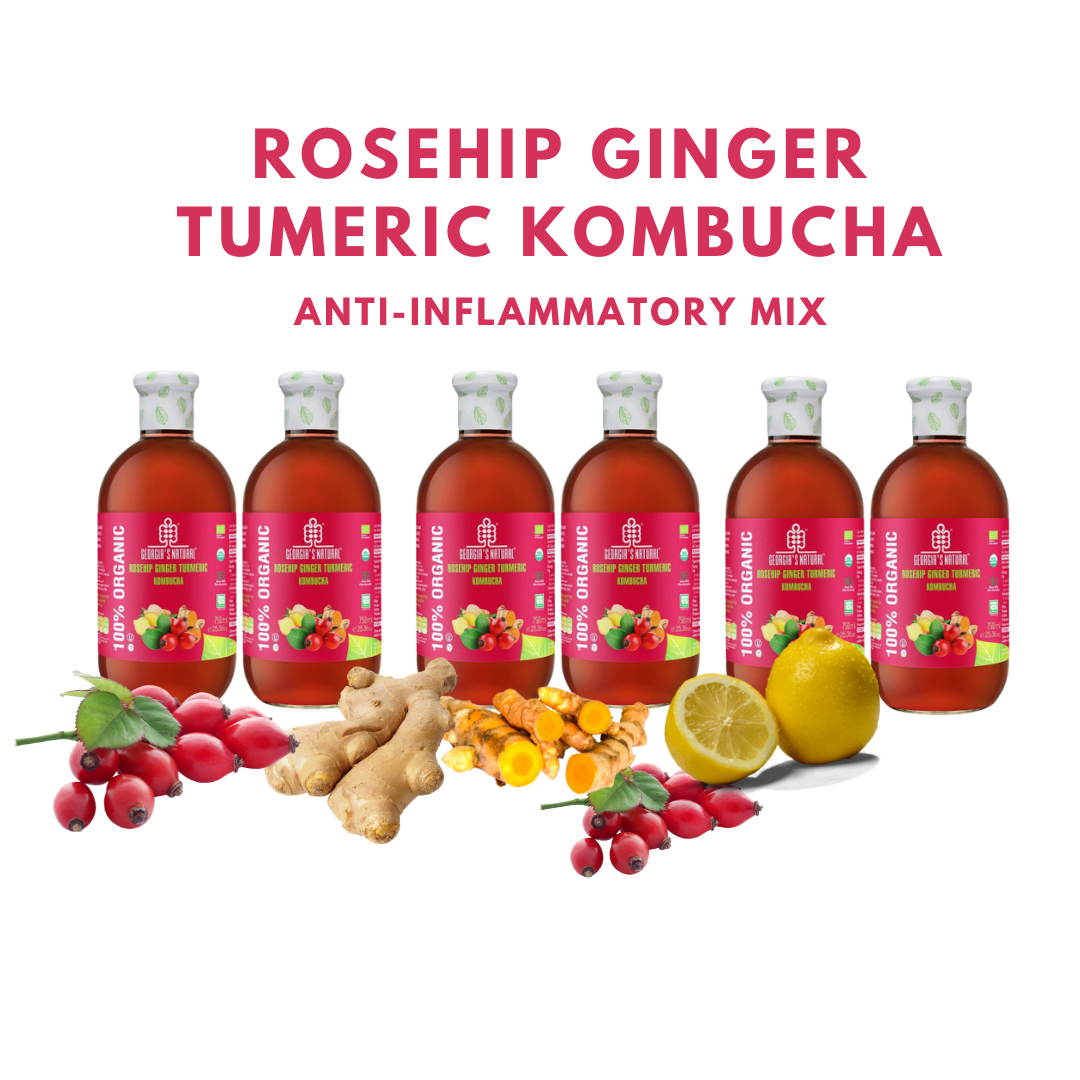 【Georgia's Natural】Organic Kombucha | 300mL X 6 bottles | Rosehip Ginger Turmeric  | Immunity Booster | Detoxifying | Beautiful Skin