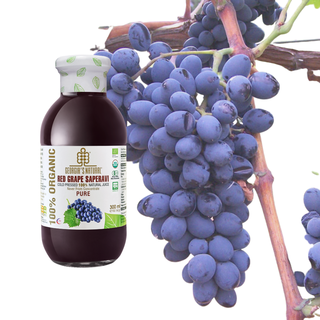 【Georgia's Natural】Red Grape SAPERAVI Juice 300mLX6 (6 Bottles) | 100% Pure Organic | Ultimate Red Detox