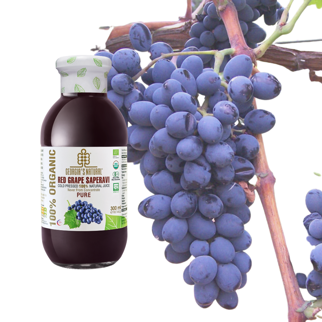 【Georgia's Natural】Red Grape SAPERAVI Juice 300mLX12 (12 Bottles) | 100% Pure Organic | Ultimate Red Detox