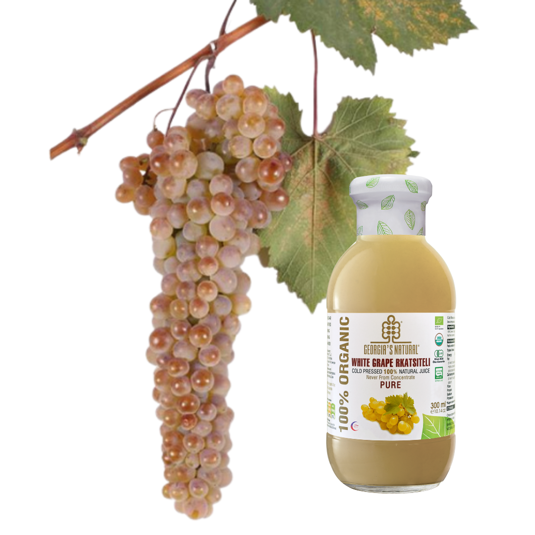 【Georgia's Natural 】White Grape RKATSITELI Juice 300mLX12 (12 Bottles) | 100% Pure Organic | Ultimate White Detox