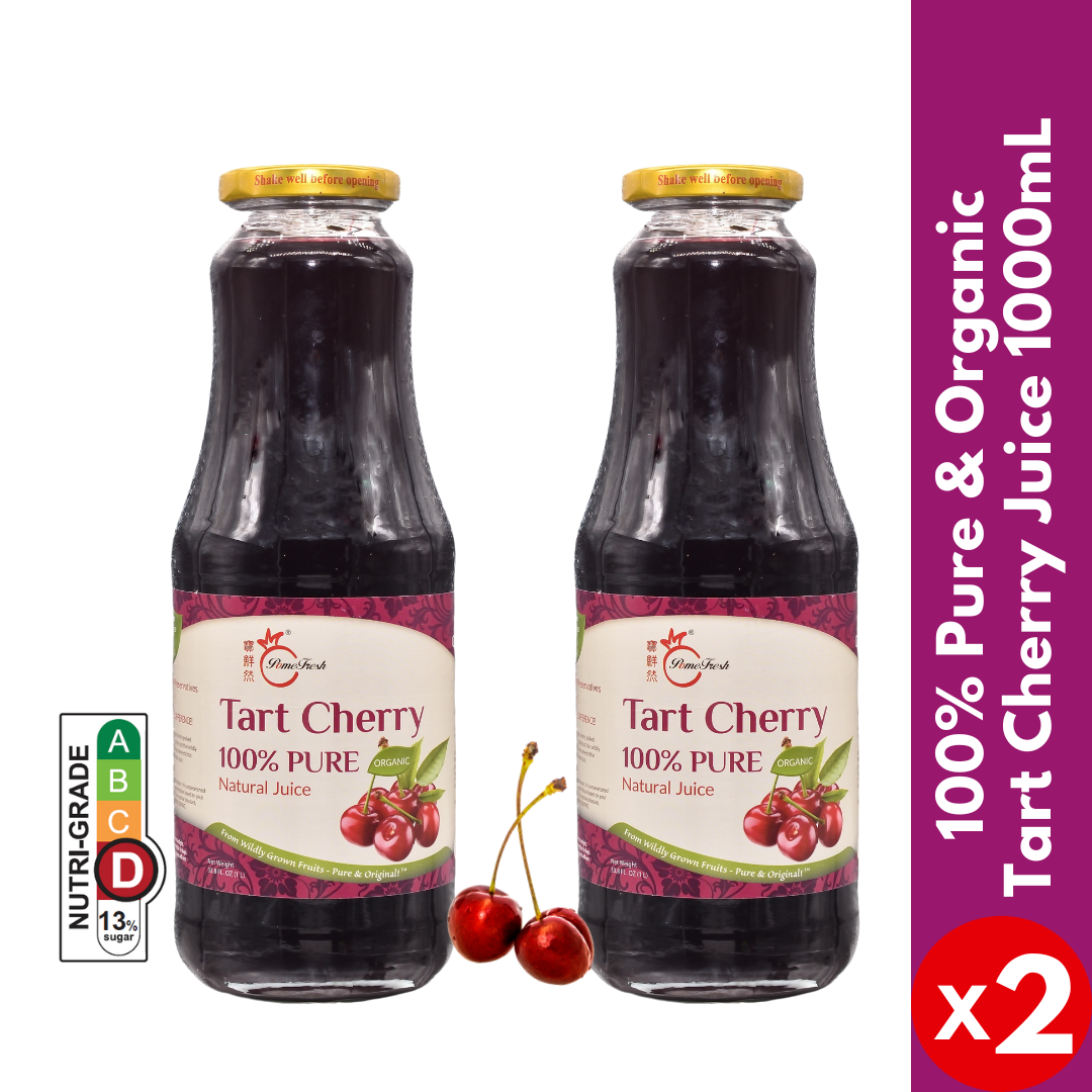 【PomeFresh】100% Pure Organic Tart Cherry Juice NEVER From Concentrate 1000mLX2