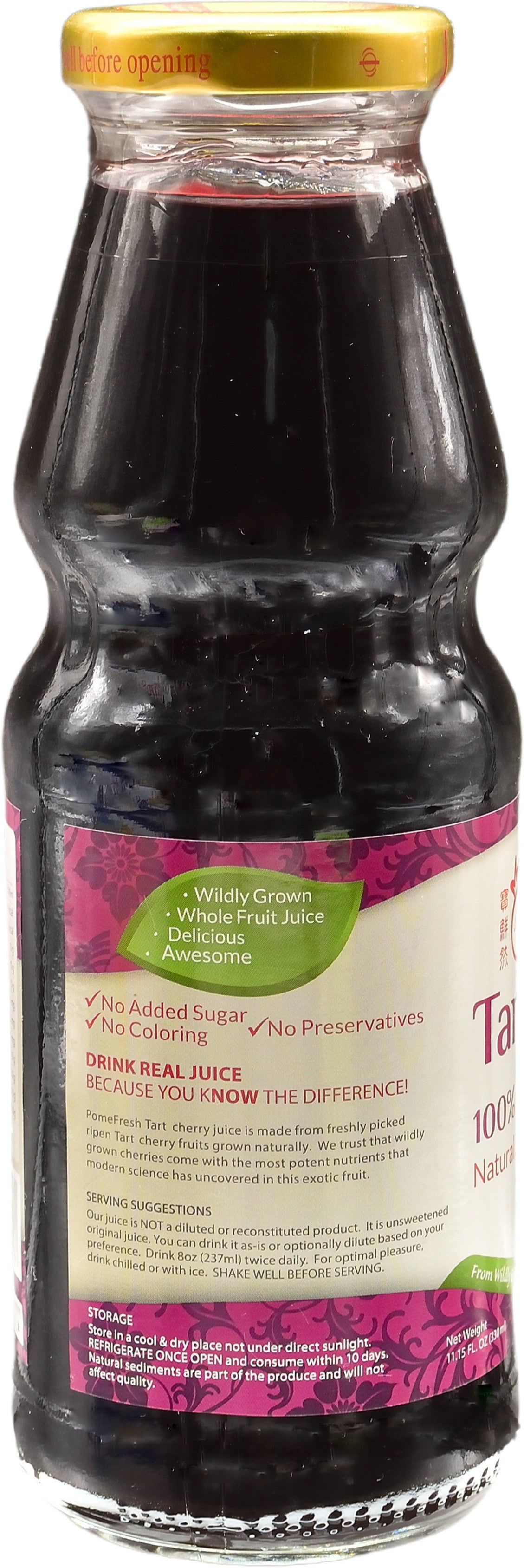 PomeFresh 100% Pure Organic Tart Cherry Juice 330mL