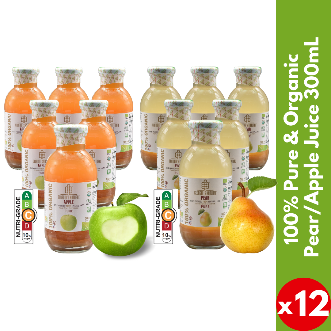 【Georgia's Natural】Pear / Apple Juice 300mL X 12 Bottles | 100% Pure Organic | Immunity Booster